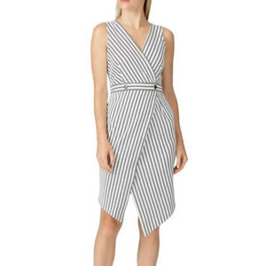 Hutch Dixie Sheath Dress Stripe M White Black Button Nautical Beach Cruise 8 10